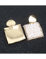 Fashion Golden Geometric Alloy Pearl Earrings With Diamonds
