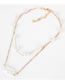 Fashion Golden Chain Shaped Pearl Handmade Multi-layer Necklace