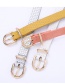 Fashion White Straw Mat Pattern Gold Buckle Pin Buckle Belt