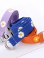 Fashion White Double Buckle Printed Flower Daisy Belt