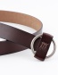 Fashion Brown Round Buckle Needle-free Punch-free Smooth Buckle Belt