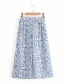 Fashion Blue Floral Print Wide-leg Trousers
