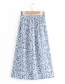 Fashion Blue Floral Print Wide-leg Trousers