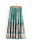Fashion Lake Blue Printed Elastic Waist Skirt