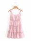 Fashion Pink Chiffon Lining Star Print Ruffled Camisole Skirt