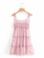 Fashion Pink Chiffon Lining Star Print Ruffled Camisole Skirt