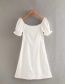Fashion White Puff Sleeve Off-shoulder Ruffle Dress