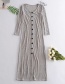 Fashion Gray Long-breasted Split-knit Dress