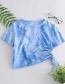 Fashion Lake Blue Tie-dye Drawstring Short Top