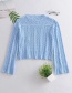 Fashion Blue Mesh Cutout Lace Knitted Top