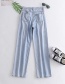 Fashion Blue Denim Slit Straight Wide-leg Trousers