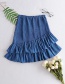 Fashion Blue Ruffled Panel Elastic Waist Skirt