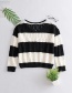 Fashion Black Splicing Contrast Color Cutout Knitted Sweater