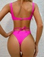 Fashion Rose Red Hollow Low Waist Split Swimsuit With Tether Straps