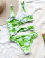 Fashion Green Print Printed Hollow Tie-dye One-piece Swimsuit