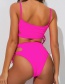 Fashion Fluorescent Green Hollow Solid Color One-piece Swimsuit