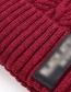 Fashion Purplish Red Letter Patch Double Layer Plus Velvet Mens Knitted Hat