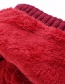 Fashion Purplish Red Letter Patch Double Layer Plus Velvet Mens Knitted Hat