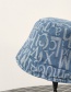 Fashion Denim Light Blue Letter Stitching Hat Body Fisherman Hat