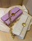 Fashion Purple Chain Lock Embroidery Thread Quilted Shoulder Bag