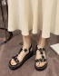 Fashion Creamy-white Flower Transparent Belt Muffin Heel Sandals