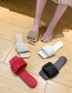 Fashion White Woven Square Head Word Wear Flat Slippers