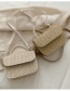 Fashion Khaki Straw Pearl Clamshell Shoulder Bag