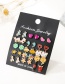 Fashion Color Mixing Dripping Oil Love Animal Flower Alloy Earring Set