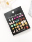 Fashion Color Mixing Dripping Oil Love Animal Flower Alloy Earring Set