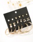 Fashion Golden Diamond Earrings Set With Rabbit Pearl Butterfly Alloy Round Earrings