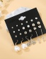 Fashion White Alloy Drop Oil And Diamond Flower Butterfly Pearl Earring Set