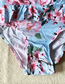 Fashion Blue Peach Blossom Ruffle Swimsuit Set