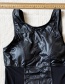 Fashion Black Pu Mesh One-piece Swimsuit