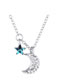 Fashion Color White Crystal Pentagram Moon Alloy Necklace