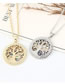 Fashion 14k Gold Real Gold Plated Lucky Tree Hollow Geometric Round Earring Necklace Set