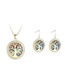 Fashion Platinum Real Gold Plated Lucky Tree Hollow Geometric Round Earring Necklace Set