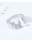 Fashion Platinum H Letter Open Ring With Zircon