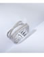 Fashion Platinum Hollow Alloy Ring With Geometric Zircon Inlay