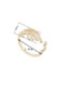 Fashion 14k Gold Geometric Cutout Ring With Zircon Leaves