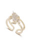 Fashion 14k Gold Openwork Ring With Zircon And Unicorn