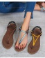 Fashion Coffee Flat-toe Clip-on Buckle Sandals
