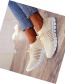 Fashion Beige Mesh Breathable Lace-up Wedge Sneakers