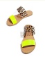 Fashion Leopard Yellow Snake Print Flat Sandals