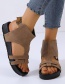 Fashion Brown Thick-bottom Belt Buckle Wisp Roman Sandals