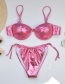 Fashion Pink Bronzing Hard Bag Tether Knotted Split Swimsuit