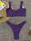Fashion Purple Deep V-neck Solid Color Split Swimsuit