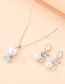 Fashion Silver Alloy Diamond Pearl Cat Necklace Earrings