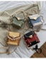 Fashion Beige Matte Stitching Contrast Color Love Chain Chain Shoulder Bag