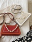 Fashion Green Contrast Contrast Pearl Chain Shoulder Bag