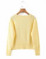 Fashion Yellow Single-breasted Sweater With Deep V-neck